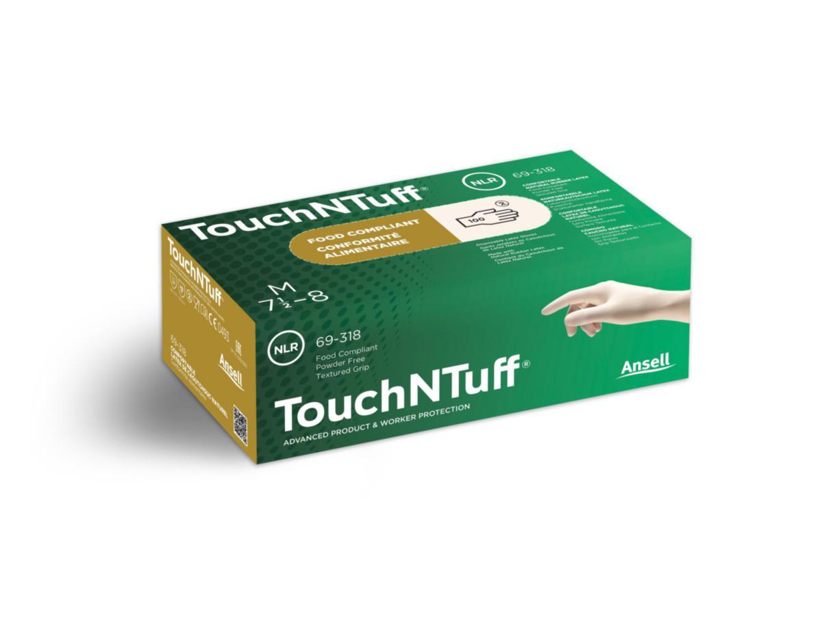 Engångshandske Ansell TouchnTuff 69-318 - ENGÅNGSHANDSKE ANSELL 69-318 LATEX OPUDRAD STL 6,5-7