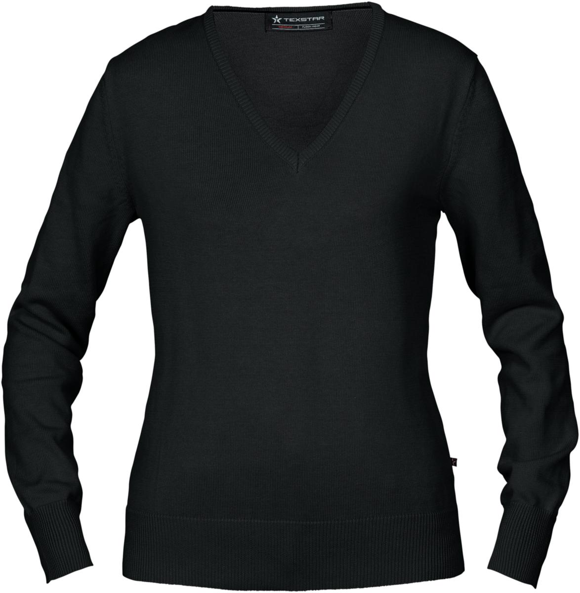 Pullover V-hals Unisex Bomull V PW011, Texstar - PULLOVER TEXSTAR PW01 V-HALS DAM SVART STL M