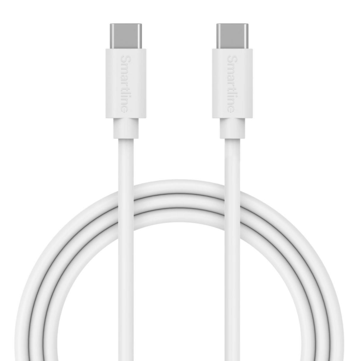 Laddkabel, USB-C till USB-C - LADDKABEL 3 M USB-C TILL USB-C VIT SMARTLINE