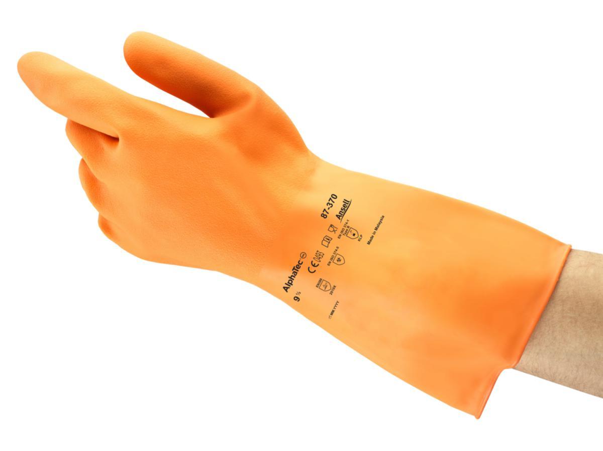 Kemskyddshandske Ansell 87-320 Alphatec - HANDSKE ANSELL ALPHATEC 87-320 LATEX ORANGE 300MM STL 6.5