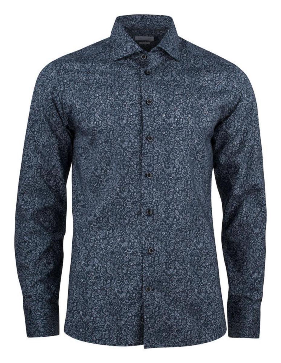Skjorta Texet Indigo Bow 37 Regular - SKJORTA INDIGO BOW 37 REGULAR MARINBLÅ FLORAL M