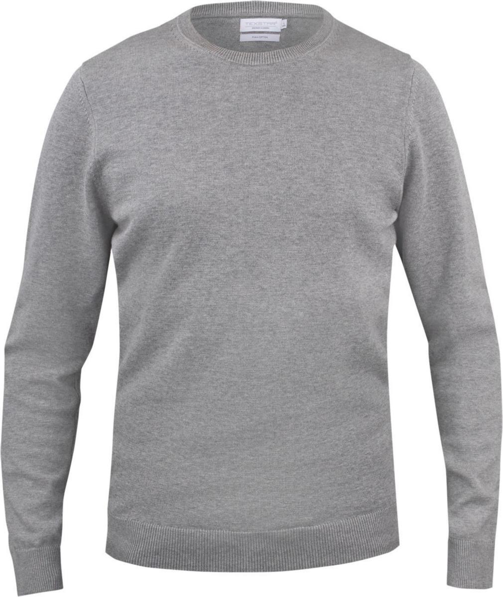 Pullover Texstar PL06 - PULLOVER TEXSTAR PL06 PIMA BOMULL LJUSGRÅ STL M