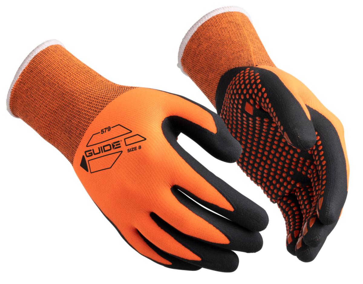 Montagehandske Guide 579 - HANDSKE GUIDE 579 HP NITRIL HIVIZ NITRIL DOTS STL 9