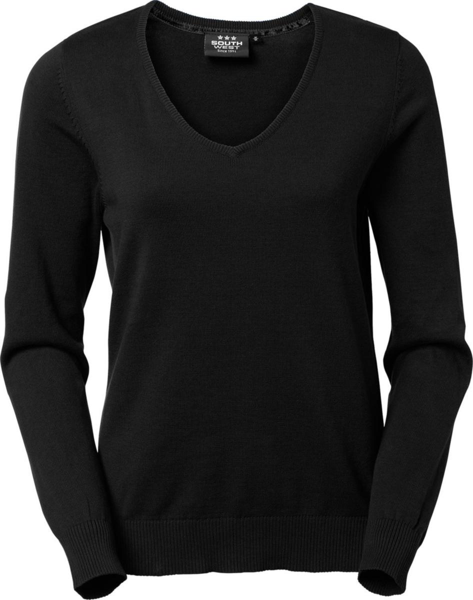 Pullover South West Coral 507 dam - PULLOVER SOUTH WEST CORAL 507 DAM V-HALS SVART STL XXL