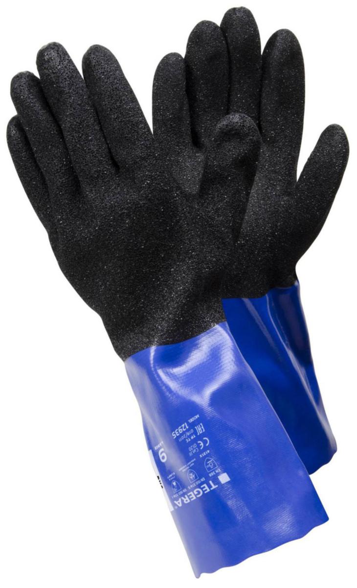 Kemskyddshandske Tegera 12935 - HANDSKE TEGERA 12935 PVC/NYLON GRANULERAD BLÅ/SV STL 8