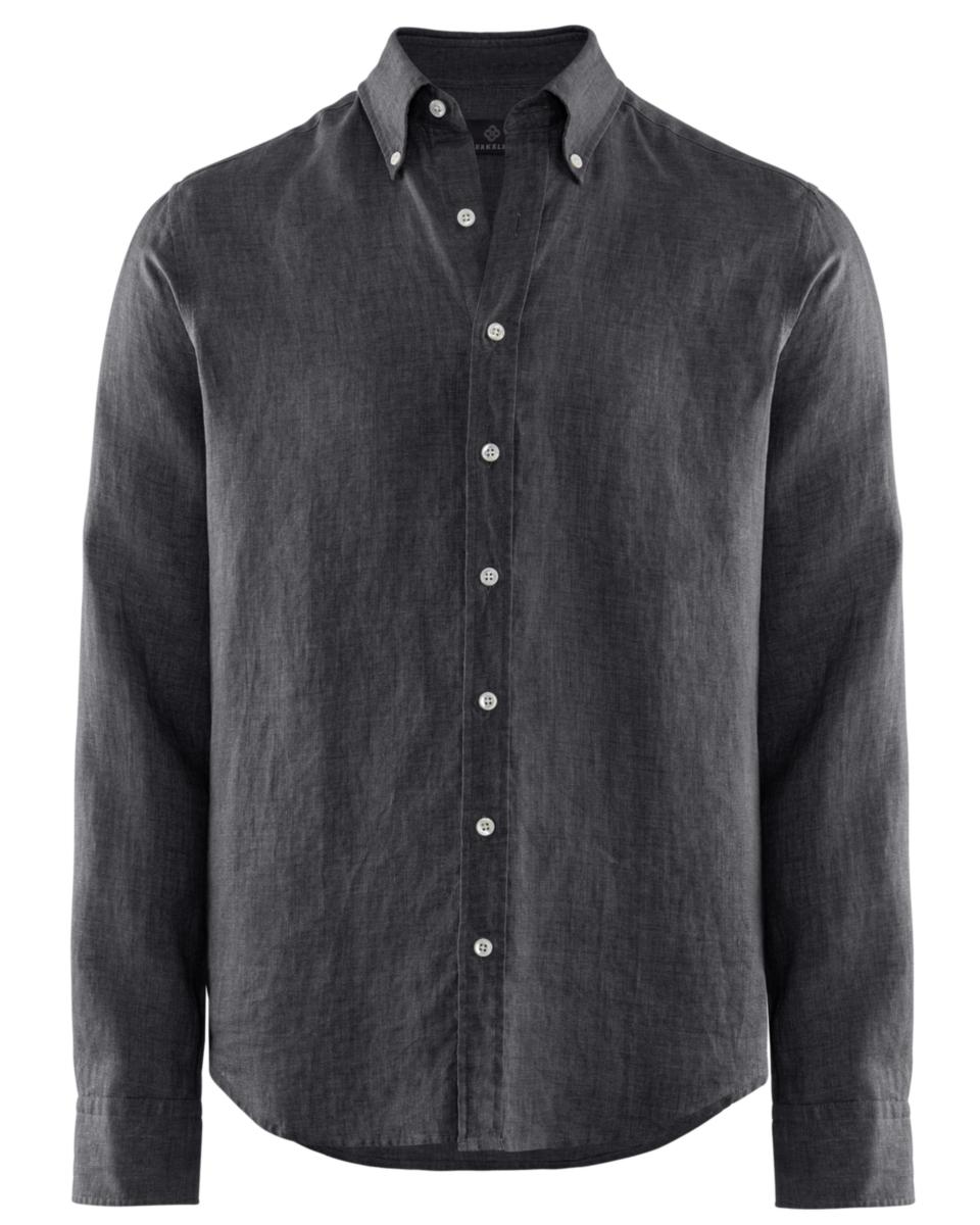 Skjorta Berkeley 3003122 John Belmont Regular - SKJORTA BERKELEY 3003122 LINEN REGULAR MÖRKGRÅ STL 42