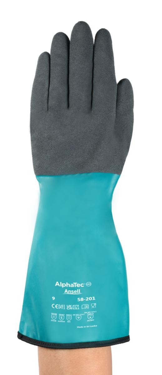 Kemskyddshandske Ansell 58-201 AlphaTec - HANDSKE ANSELL ALPHATEC 58-201 NITRIL 33CM LÅNG GRÖN STL 10