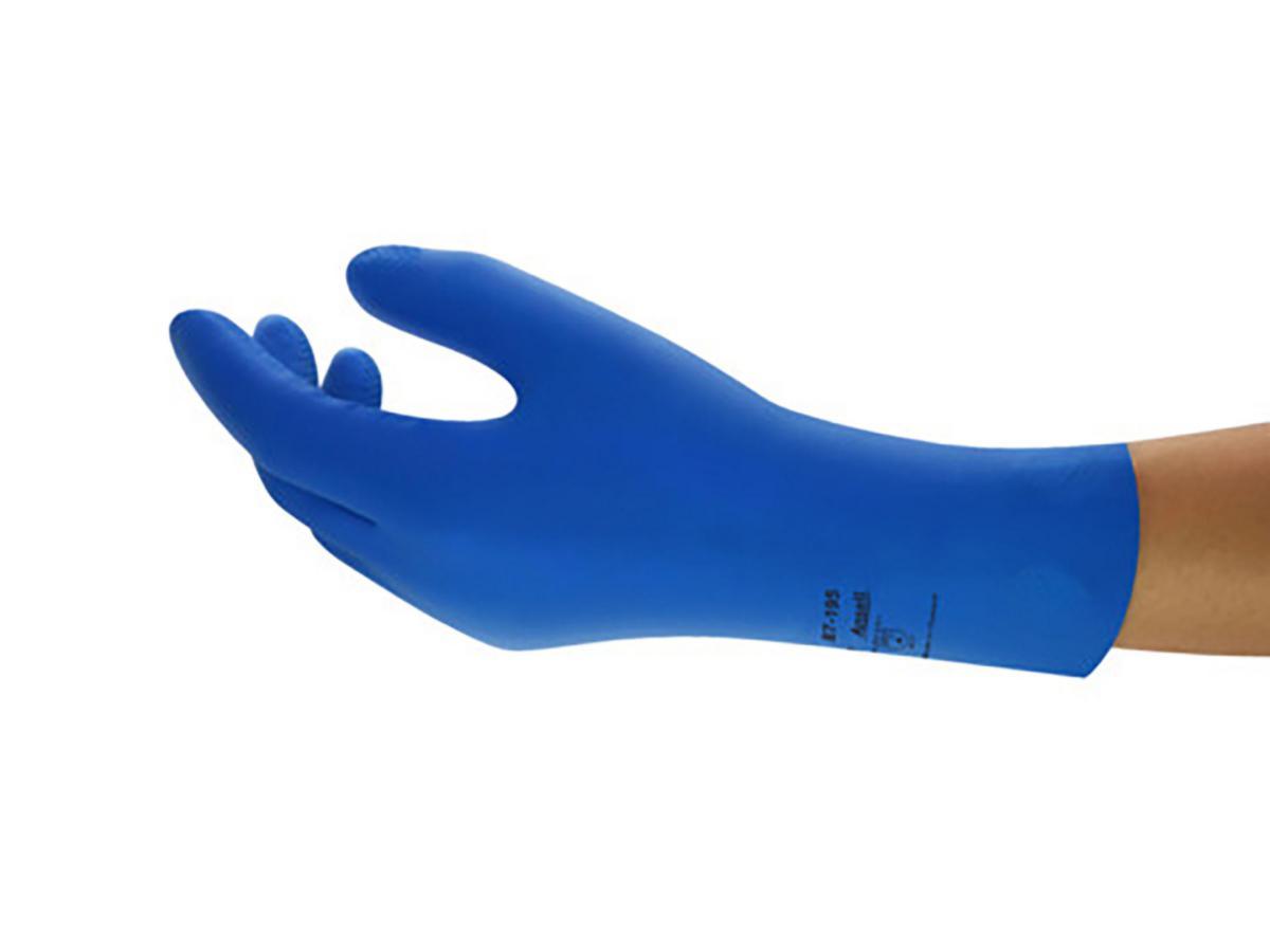 Kemskyddshandske Ansell 87-195 AlphaTec - HANDSKE ANSELL ALPHATEC 87-195 LATEX LÄTT OFODRAD STL 6.5-7