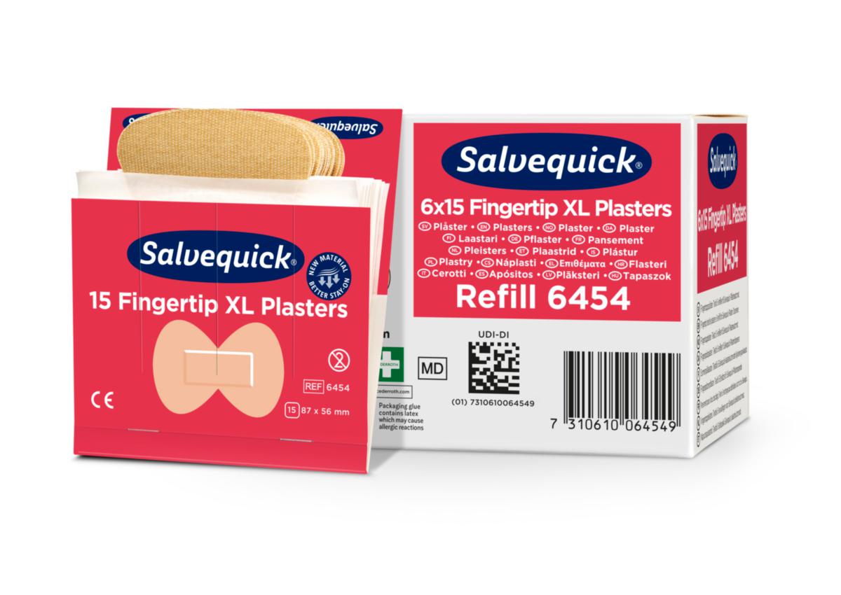 Fingertoppsplåster XL Salvequick Cederroth 6454 - FINGERTOPPSPLÅSTER CEDERROTHS 6454 6 REF/FP