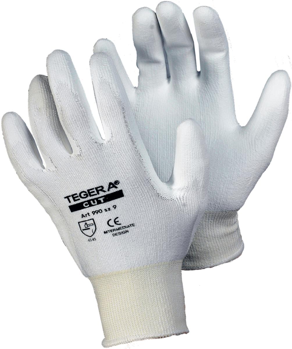 Skärskyddshandske Tegera 990 - MONTAGEHANDSKE TEGERA 990 PU DOPPAD CUT B VIT STL 9